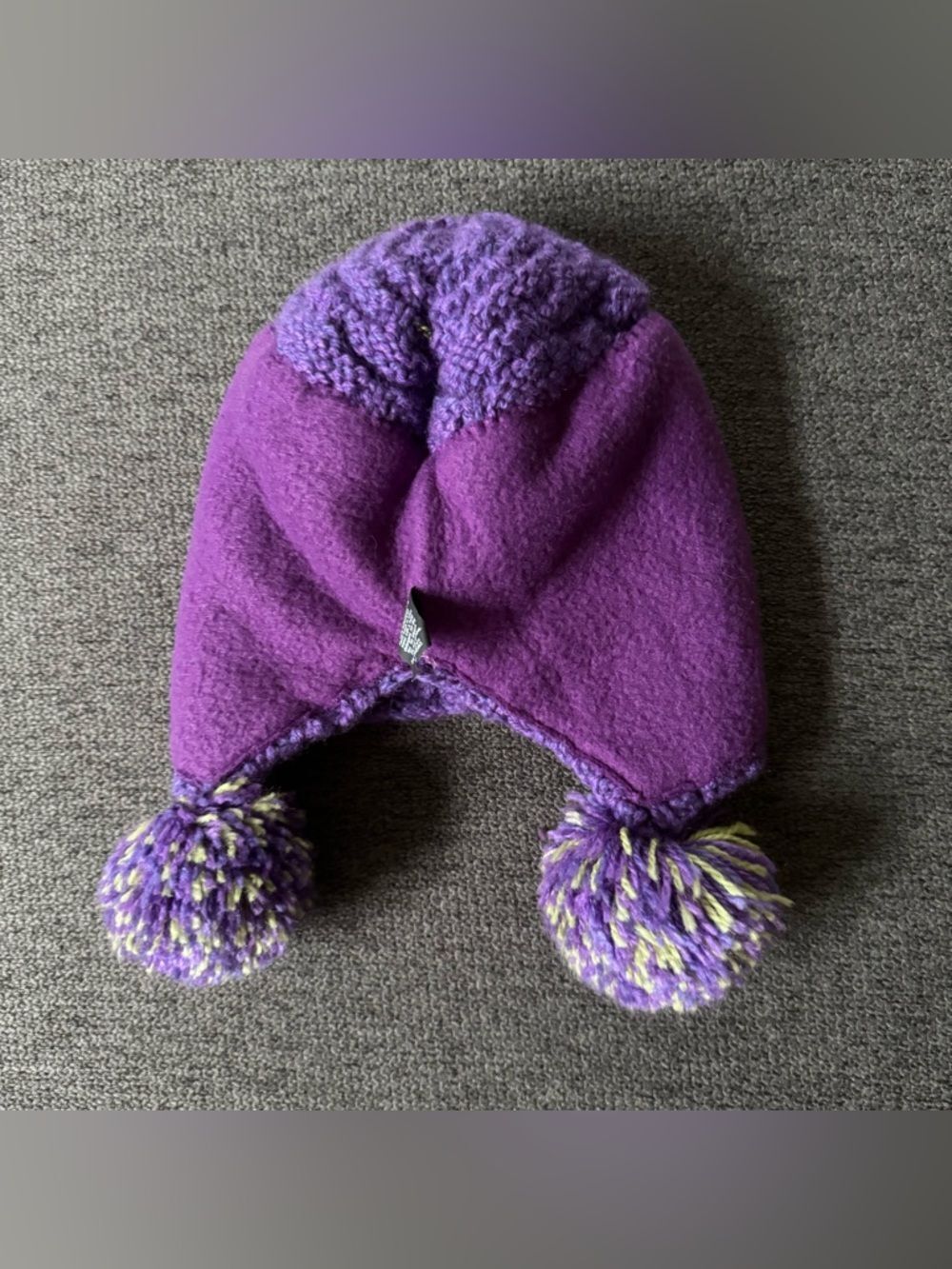 Andes Gifts Alpaca Purple Knit Pom Pom Beanie Hat Cozy Toddler Girl 2T-5T NEW - Picture 5 of 8